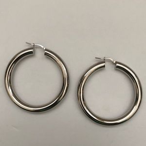 Vintage Chunky Silver Hoop Earrings